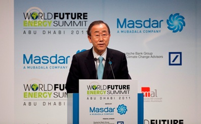 Ban Ki Moon addressing the World Future Energy Summit, January 2011